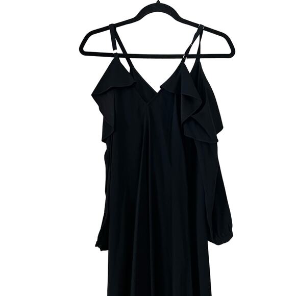 A.L.C Felicia Ruffle V-Neck Little Black Dress Size 2 - Picture 3 of 15